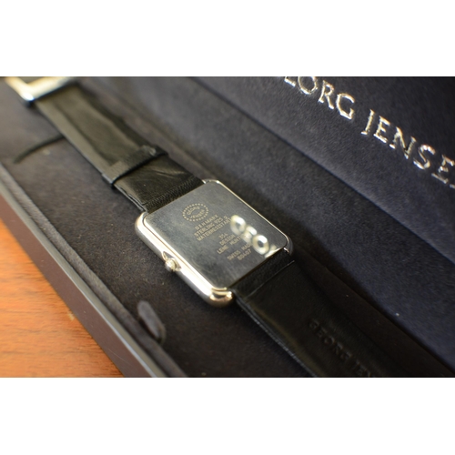 16 - Georg Jensen (Denmark) Wristwatch Design 354 (Lene Menthe), circa 1980.
925 Denmark Rectangular Silv... 