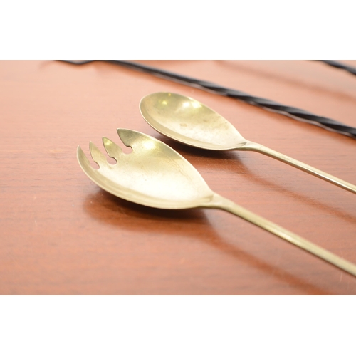 305 - Metal-ware Fireplace items including a Chestnut Fork and Salad Servers