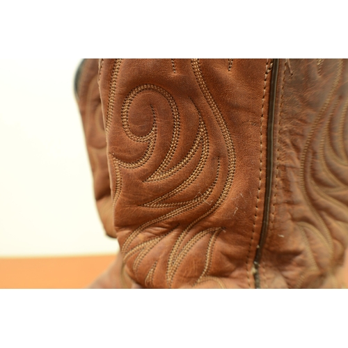 310 - A Pair of Leather Tan Coloured Cowboy Boots  Size 9