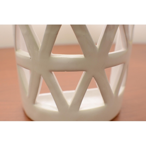 317 - A White Ceramic Tealight Wall Plaque