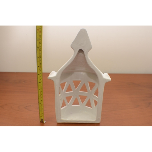 317 - A White Ceramic Tealight Wall Plaque