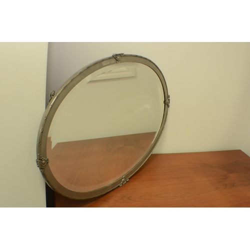 1 - Great Metal Rimmed Bevelled Edge Antique Mirror 82cm