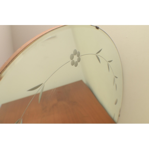 332 - Mid-Century/ Vintage Sept 1967 Decorative Bevel Edge Mirror 51cm