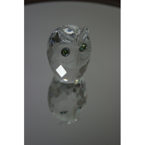 827 - Swarovski Crystal OWL with green eyes, stamped on bottom, 5 cm