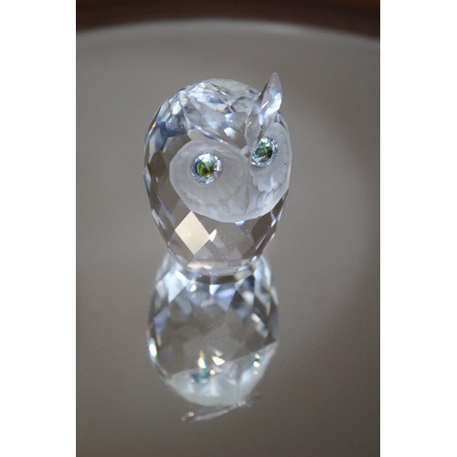 827 - Swarovski Crystal OWL with green eyes, stamped on bottom, 5 cm