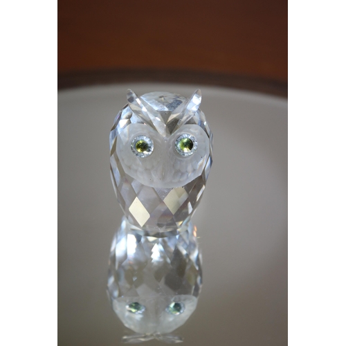 827 - Swarovski Crystal OWL with green eyes, stamped on bottom, 5 cm