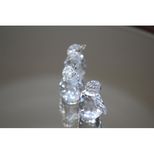 120 - Swarovski  After 1989 Crystal 3 PENGUINS, stamped on bottom, 2.5 cm