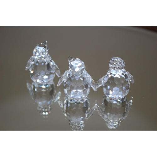 120 - Swarovski  After 1989 Crystal 3 PENGUINS, stamped on bottom, 2.5 cm