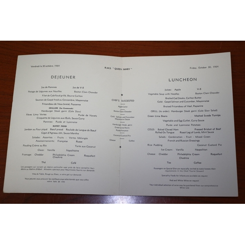 219 - Menus from Cunard RMS Queen Mary 1960's