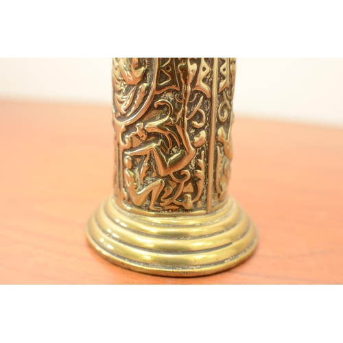 380 - Pair of late 19 century French brass Spill vase with Venus and Cupid with lead lining