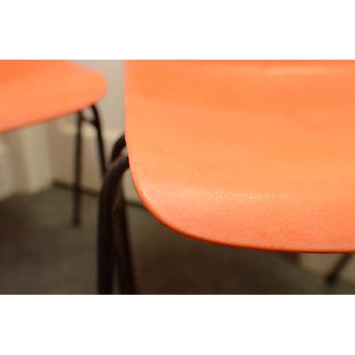 440 - Remploy mid century stackable plastic chairs (4) in orange. Batch 1