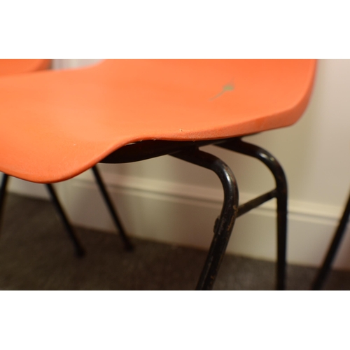 440 - Remploy mid century stackable plastic chairs (4) in orange. Batch 1