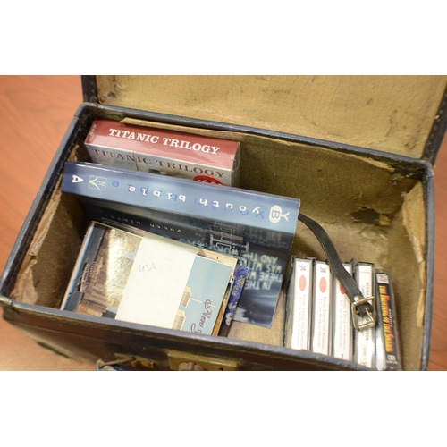 447 - Vintage box/case with a selection of cassettes etc.