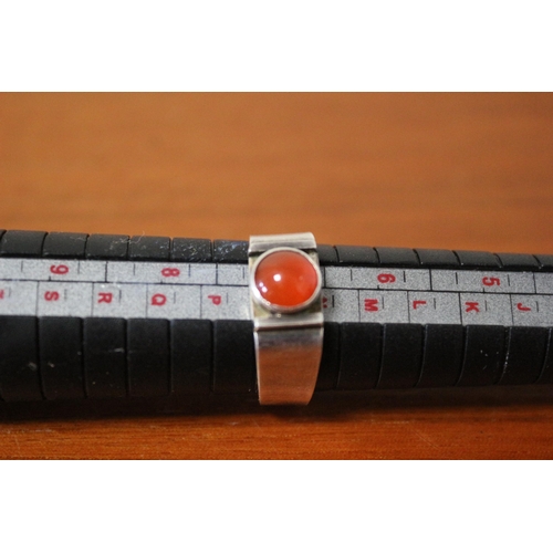 240 - Presented as Silver 925 Marked Adjustable Ring with Orange Stone