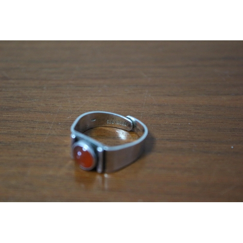 240 - Presented as Silver 925 Marked Adjustable Ring with Orange Stone