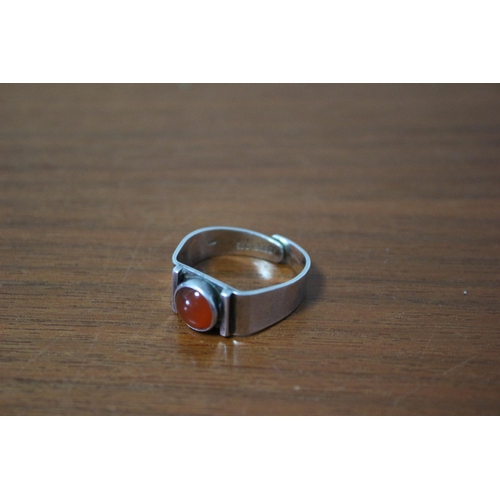 240 - Presented as Silver 925 Marked Adjustable Ring with Orange Stone