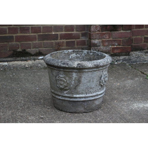 213 - Large Old Garden Pot with Floral Decoration on the Side