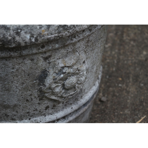 213 - Large Old Garden Pot with Floral Decoration on the Side