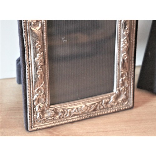 832 - Boxed 925 silver Hallmarked Standing Picture Frame with Ornate pattern