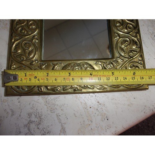 5 - Beautiful Arts and Crafts Brass Finely Decorated Hand Held Mirror - Celtic Design 32cm x 16.5 cm