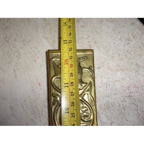 5 - Beautiful Arts and Crafts Brass Finely Decorated Hand Held Mirror - Celtic Design 32cm x 16.5 cm