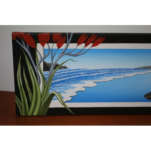 13 - Coastal Shoreline Tranquil Scene - Mixed Media on Canvas - 80 x 30cm