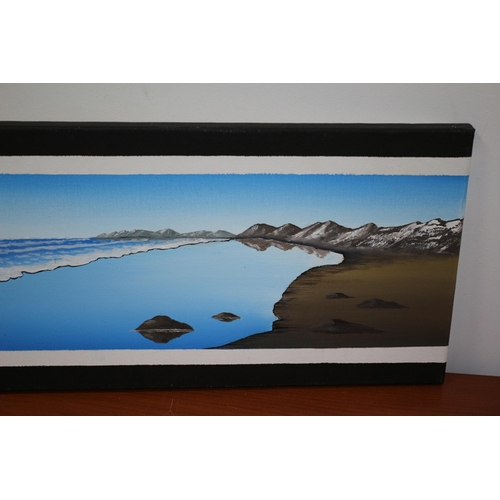 13 - Coastal Shoreline Tranquil Scene - Mixed Media on Canvas - 80 x 30cm