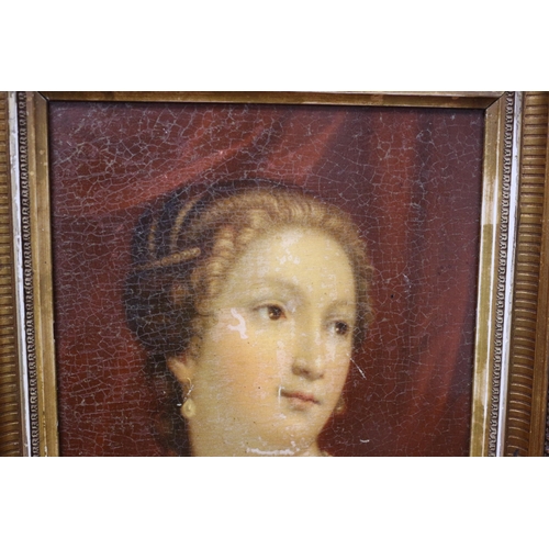 246 - Late 19th / Turn of the 20th Century Oil on Board of a Thoughtful Lady with Pearl Necklace