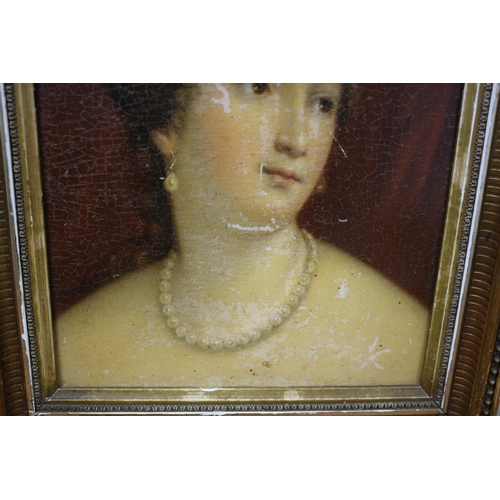 246 - Late 19th / Turn of the 20th Century Oil on Board of a Thoughtful Lady with Pearl Necklace