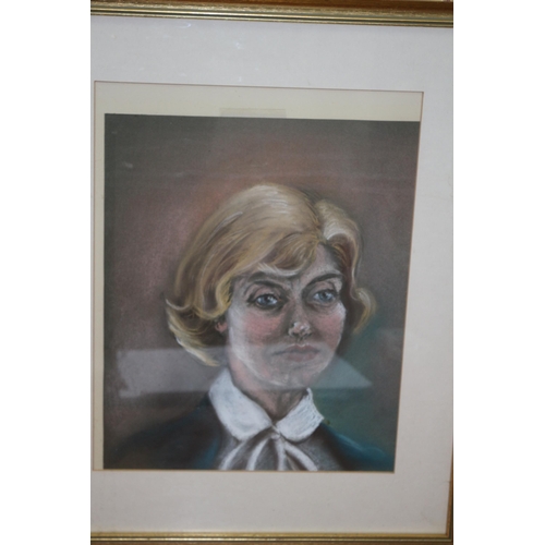 106 - Framed Crayon Painting of a Lady - 52 x 44cm