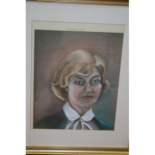 106 - Framed Crayon Painting of a Lady - 52 x 44cm