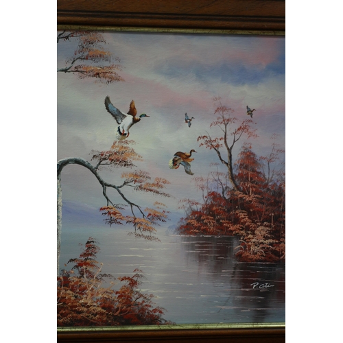 108 - Very Pleasing Signed Oil on Canvas then Board Backed - Flying Wild Foul