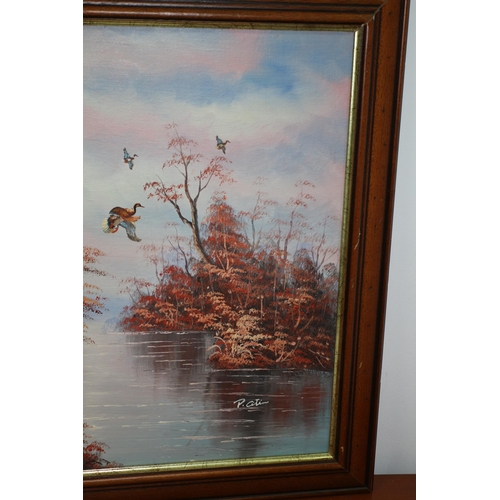 108 - Very Pleasing Signed Oil on Canvas then Board Backed - Flying Wild Foul