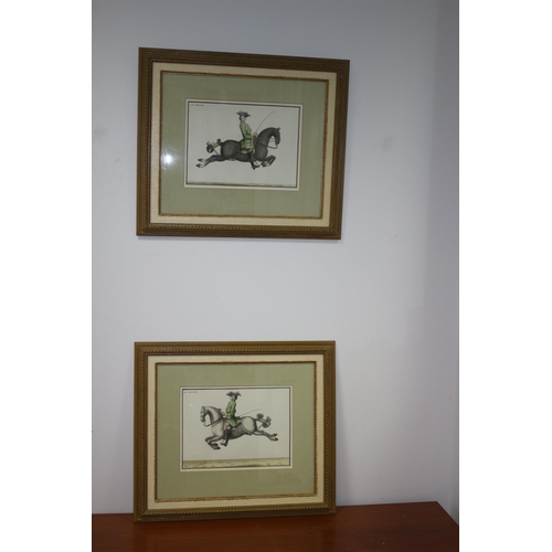 103 - Pair of French Aged Hand Coloured Etchings - 54 x 48cm