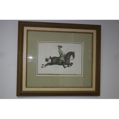 103 - Pair of French Aged Hand Coloured Etchings - 54 x 48cm