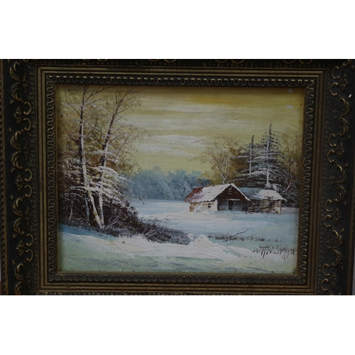 117 - Oil on Board - Cabin in the Woods - Signed - 36 x 31cm