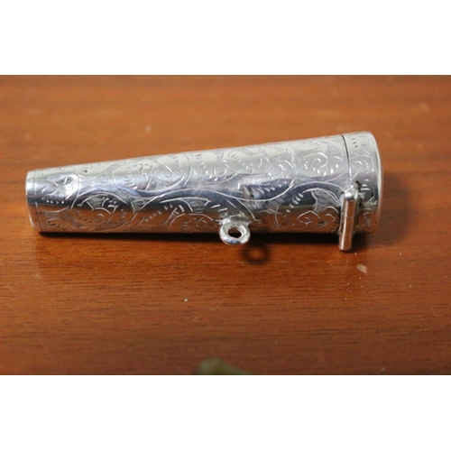 308 - 1901, (Victorian), Chester Silver Hallmarked Highly Decorative Cheroot Holder with Original Cheroot ... 