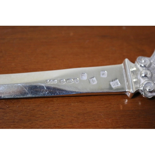 496 - 925 Silver Hallmarked Heavy Letter Opener  - 50.8g