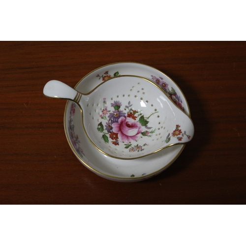 127 - Very Nice Royal Crown Derby 'Derby Posies' Tea Strainer and Bowl