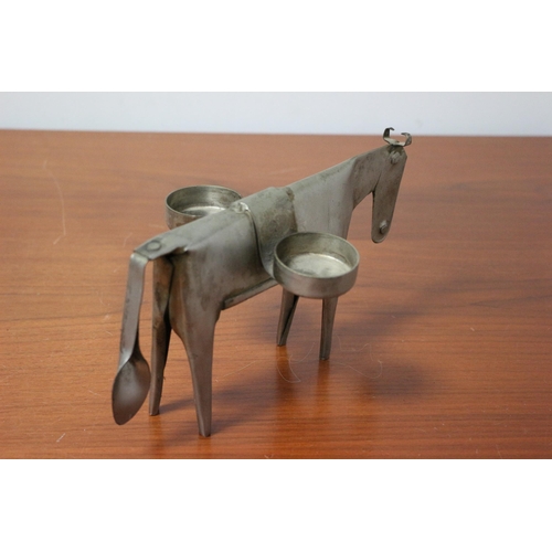 68 - Arts & Craft Style Hand Crafted Metal Donkey Candle Holder