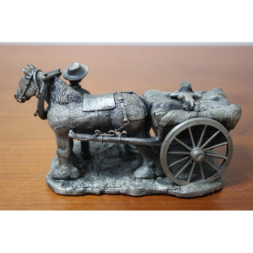 70 - Collectable Fine Pewter Figure - The Tudor Mint Haycart - Signed Robert Sharps