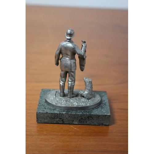 143 - Collectable Fine Pewter Figure The Fisherman on Marble Base