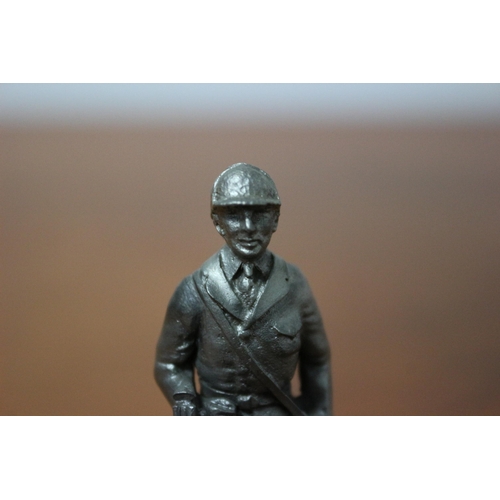 144 - Collectable Fine Pewter Figure - The Huntsman with His Dog on Marble Base