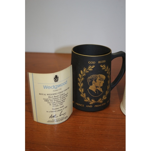 155 - Wedgwood Royal Wedding Mug with Certificate Plus King Edward VIII Coronation Jug and one other