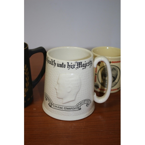 155 - Wedgwood Royal Wedding Mug with Certificate Plus King Edward VIII Coronation Jug and one other