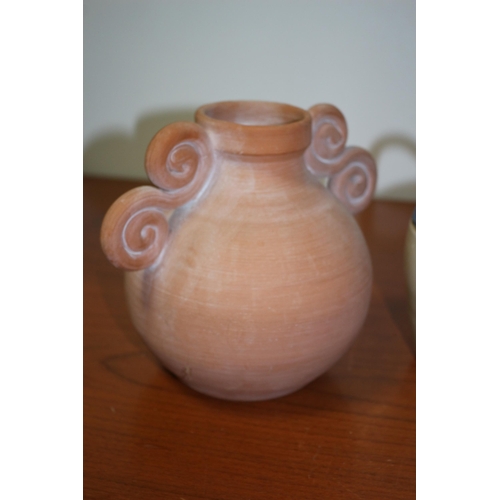 30 - Pottery Clay Vase with Swirl Handles plus National Rifle Association Jug plus National Conference 19... 