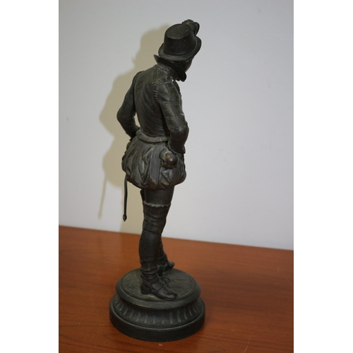 167 - Rare Vintage Bronzed Spelter Figure of Believed to be Sir Walter Raleigh - Stands 42cm Tall