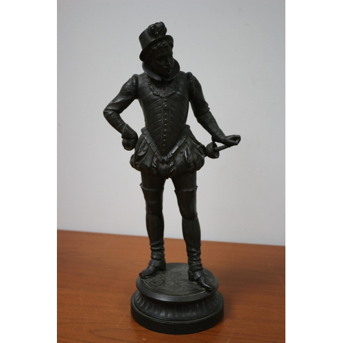 167 - Rare Vintage Bronzed Spelter Figure of Believed to be Sir Walter Raleigh - Stands 42cm Tall