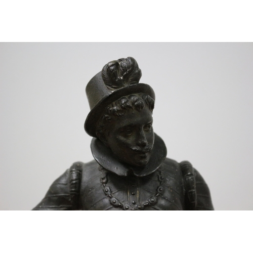 167 - Rare Vintage Bronzed Spelter Figure of Believed to be Sir Walter Raleigh - Stands 42cm Tall