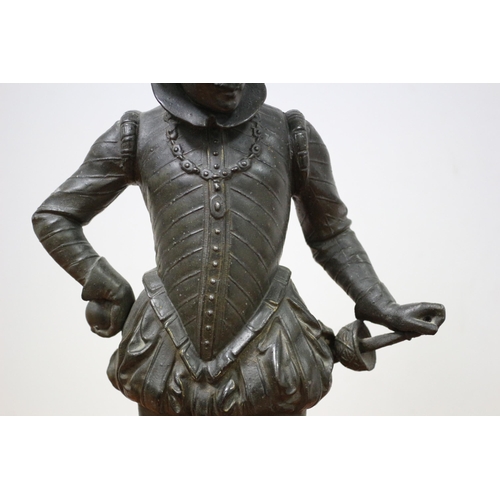 167 - Rare Vintage Bronzed Spelter Figure of Believed to be Sir Walter Raleigh - Stands 42cm Tall